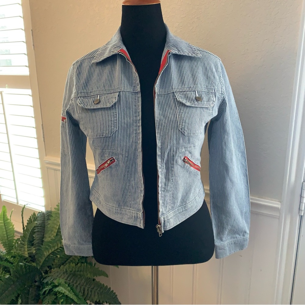 Venea pin striped denim jean  jacket